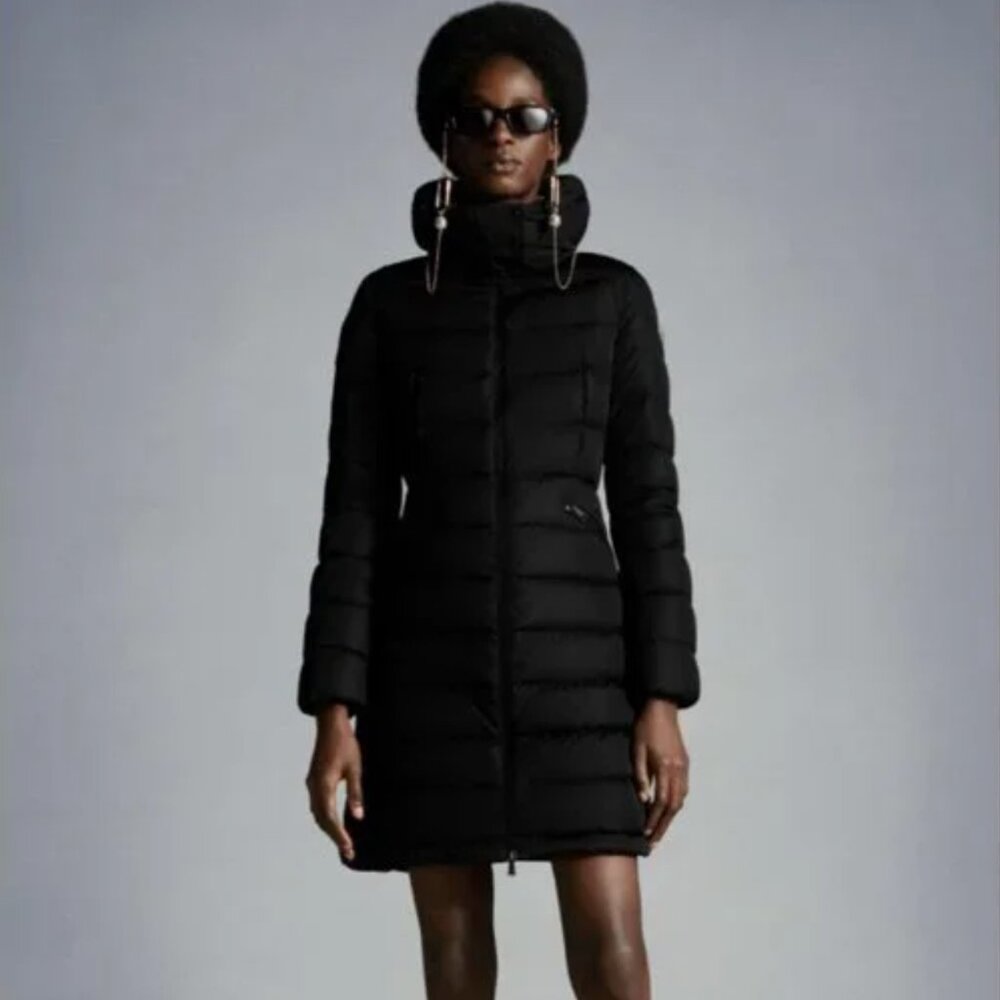 MONCLER WOMENS Flammette Long Down Jacket/Coat - BLACK - XS/00